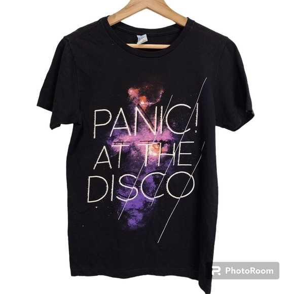Panic! at the Disco Graphic Tee T-shirt Small Black Solid Short Sleeve - Picture 1 of 3